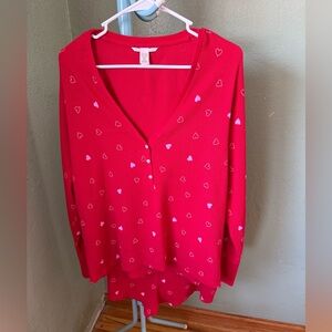 Victoria's Secret Red Heart Pajamas Set. Size XL